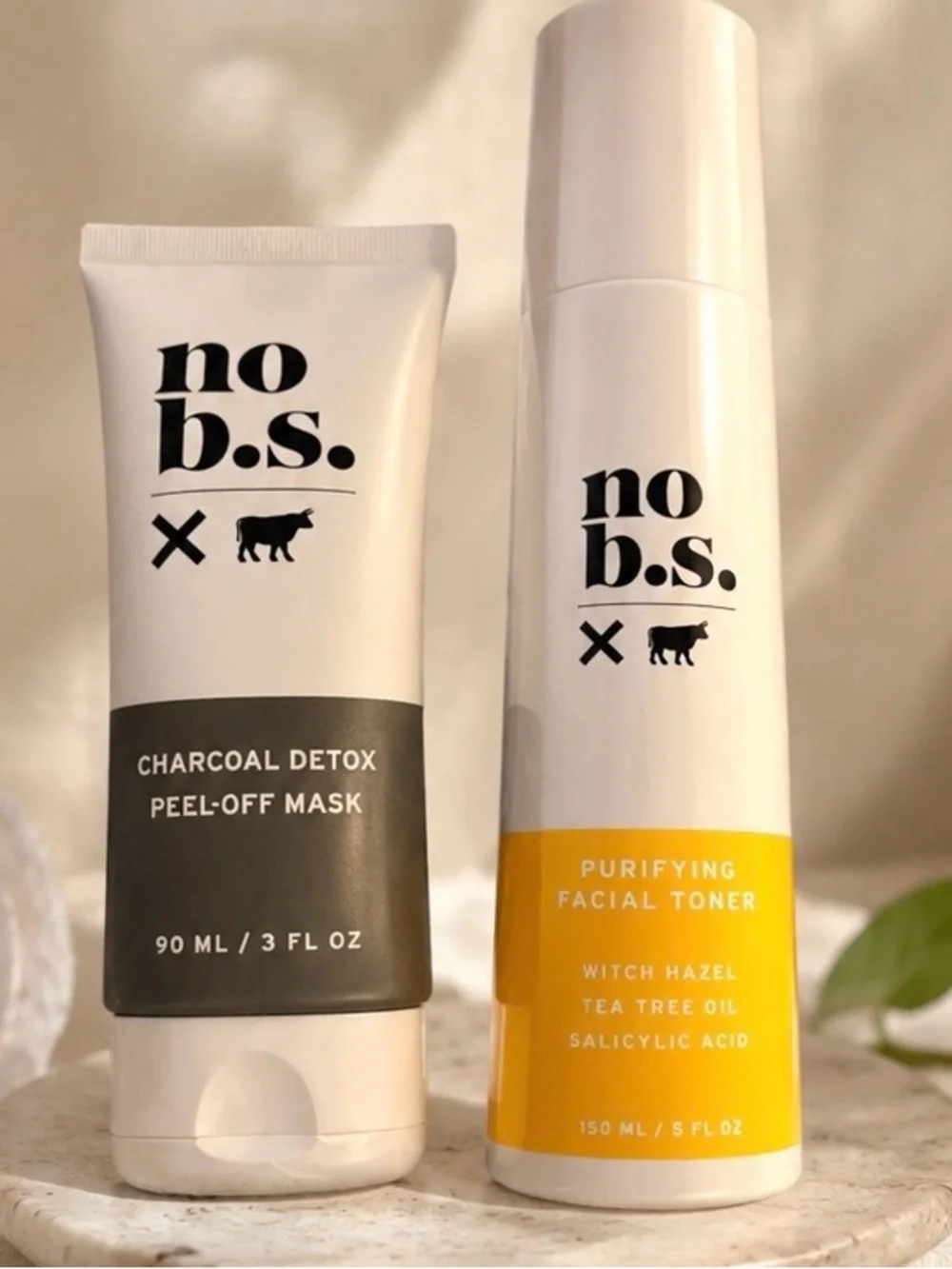 NIB no b.s. Spa Acne Bundle Charcoal Detox Perl-Off Mask+Purifying Facial Toner